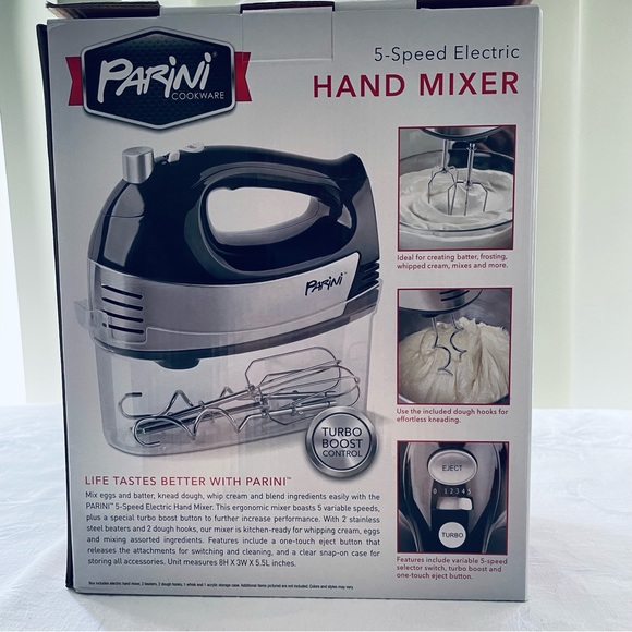 Parini Cookware 5 Speed Electric Turbo Boost Hand Mixer New in Box - Picture 6 of 6